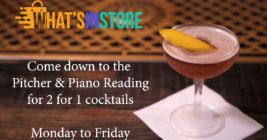 2 for 1 Cocktails at the Reading Pitcher & Piano